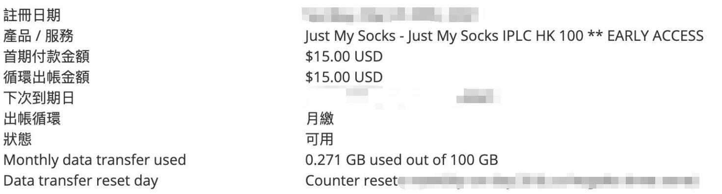 Just My Socks IPLC HK 100 EARLY ACCESS 值得买吗？我们一起来评测插图1