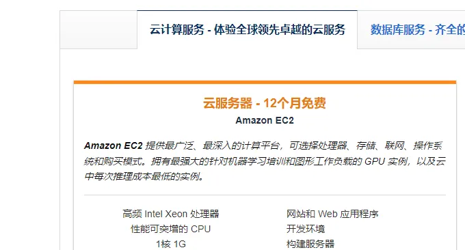 免费云服务器：Amazon亚马逊云云服务器申请与使用教程插图1