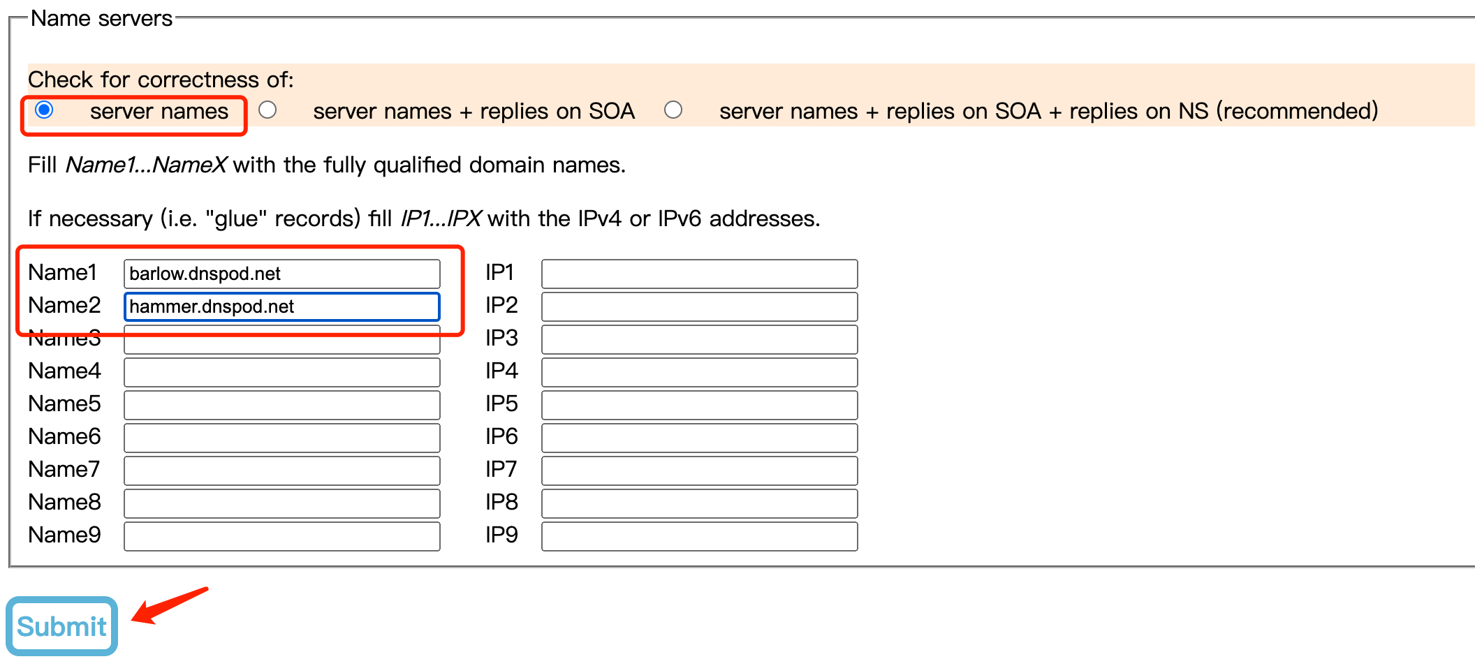 nameservers